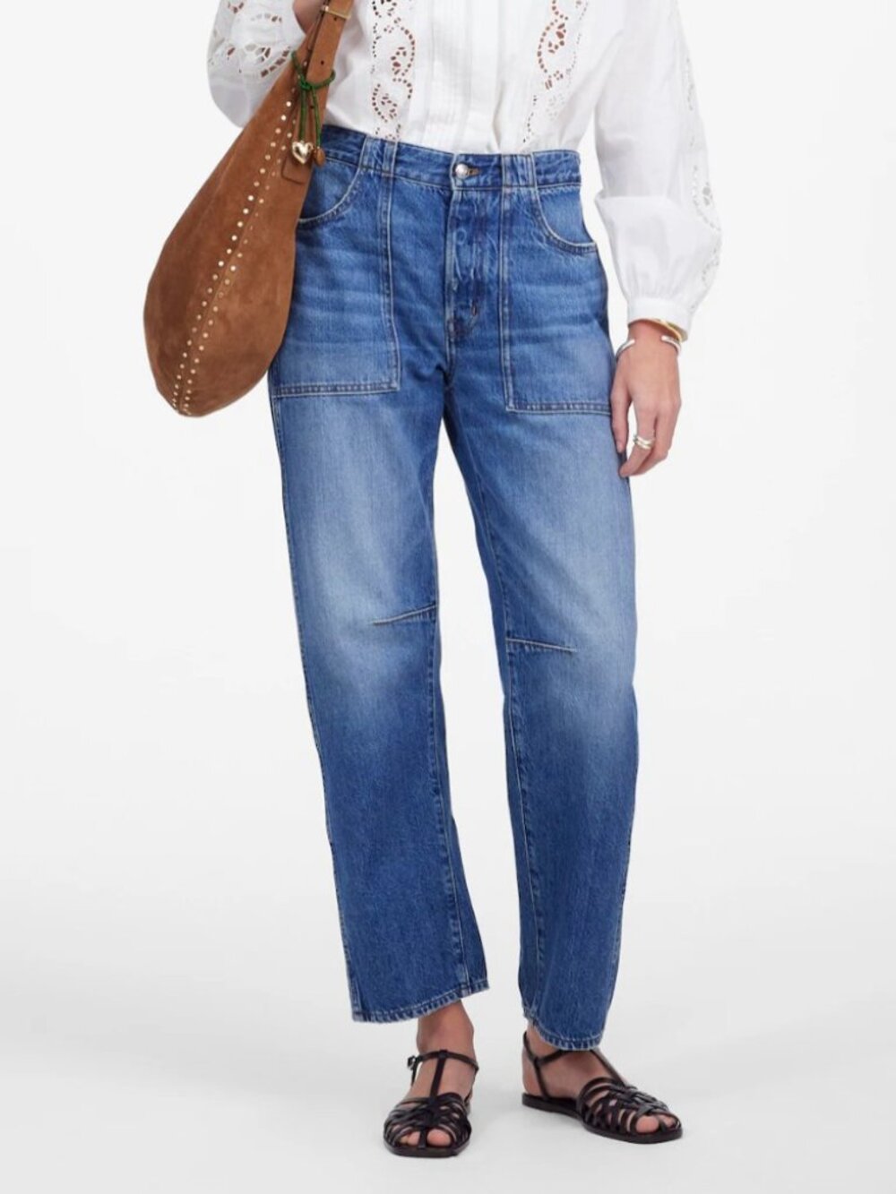 Madewell The Darted Barrel Leg Jeans Rigid Kingsmark Wash Sz 32